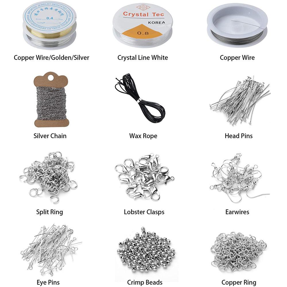 2456Pcs 3 Layers Bracelet Necklace Accessories In Acrylic Box DIY Jewelry Making Kit