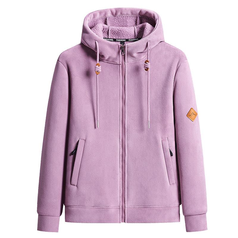 Fleece plus Samt Reißverschlussmantel Herbst und Winter Neu Kapuzenpullover Lässiges Oberteil Lockerer Cardigan Pullover Joker