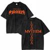 Maglietta Vintage Lady Gaga Mayhem Uomo Oversize Cotone Lavato Grafica Retro Streetwear Casual Estiva Trendy Maglietta Grafica