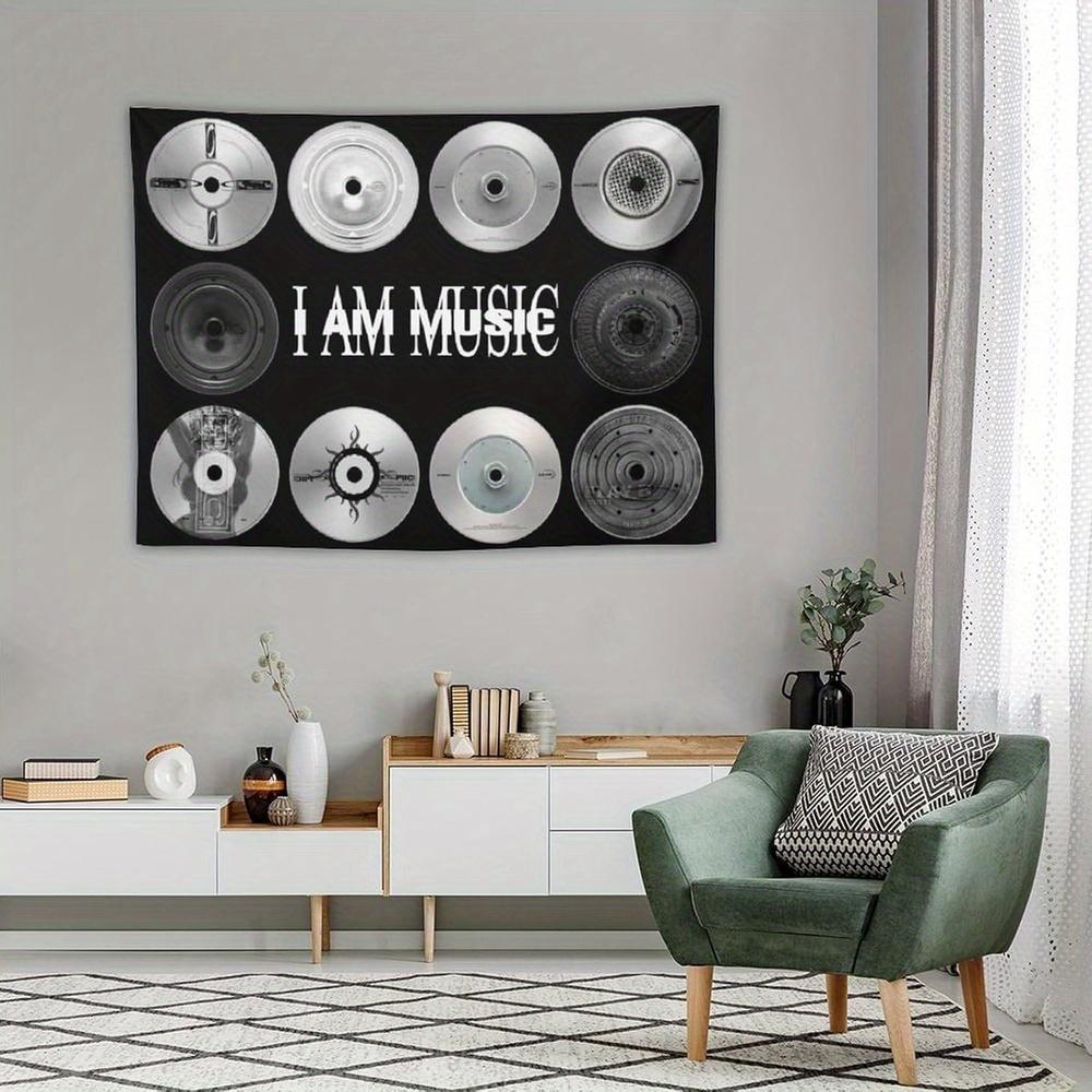 I AM MUSIC Retro CD Collection Tapestry  Perfect for Bold Unique Stylish  Nostalgic Home Decor with Vintage Charm