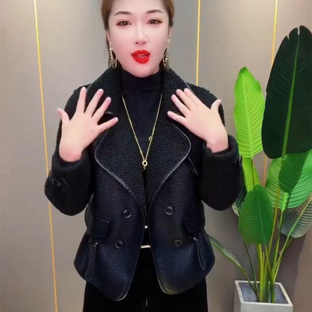 

Женская меховая куртка Интеграция меха и меха Двусторонняя Носимая Свободная Кожаная Куртка из ПУ Осень Зима Женская Мода Топ XXXXL