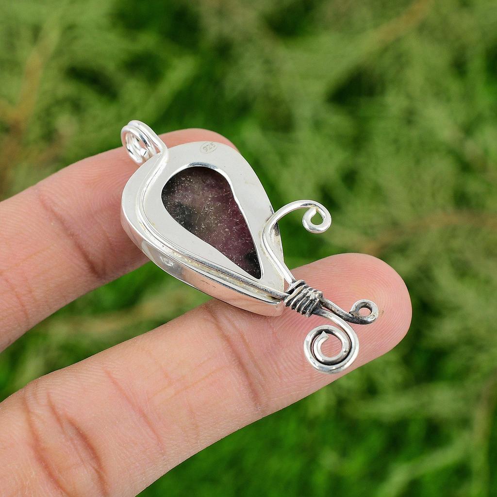 Rodonit Hänge Naturlig Ädelsten Hänge 925 Sterlingsilver Hänge Handgjort Helt Nytt Hänge Presenter Till Hennes