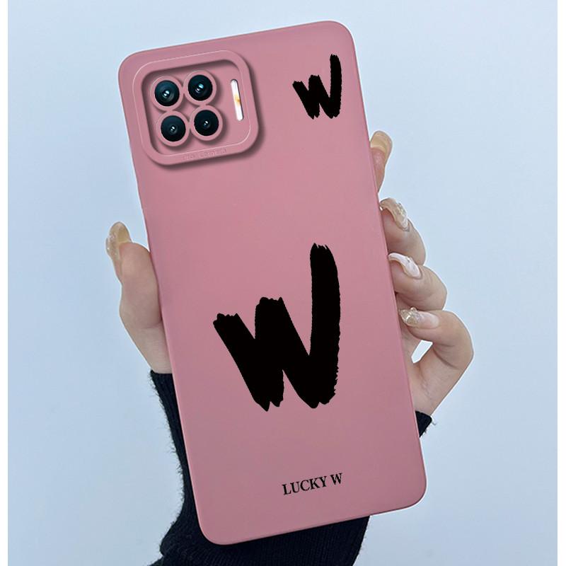 For OPPO F17 Oppo F17 Pro Case Oppo A73 A93 Reno 4F Back Cover TPU Silicon Lucky Initial Letter Couples Phone Bumper Soft Case