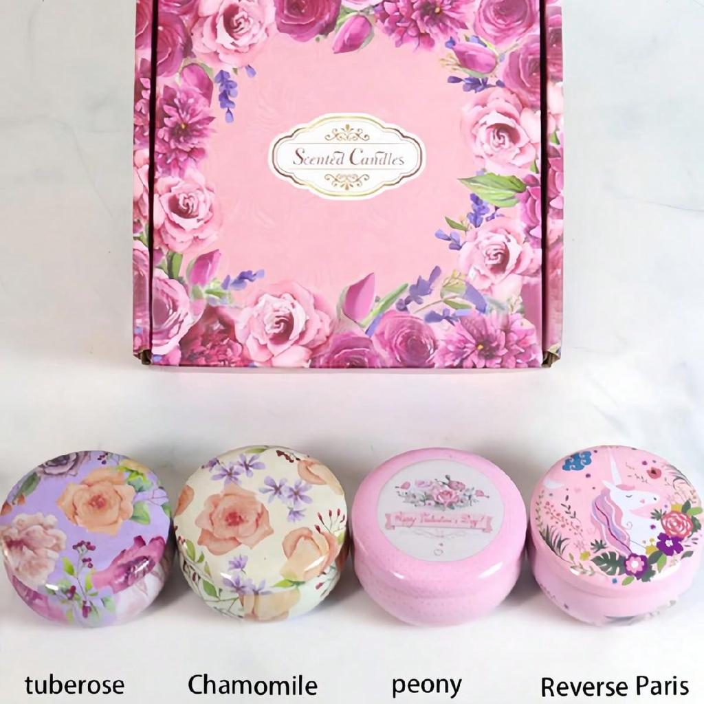 4 Cans/set of Hot Melt Wax Aromatherapy Set, Homemade Soy Candle Cups, Flower Candles for Weddings and Holiday Decorations