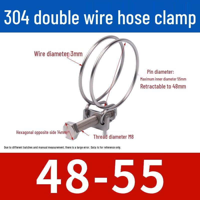 Doppeldraht-Schlauchschelle aus Edelstahl für Feuer-, Wasser-, Gasleitungen - Verdickt