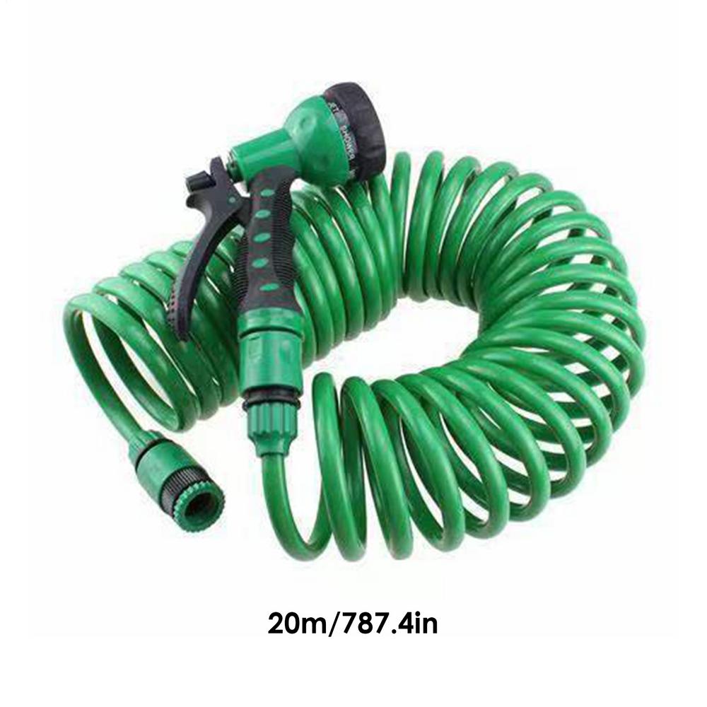 Garden Irrigation Water Gun Coil Garden Hose Spring Recoil Garden Water Hose for Pet Bathing Car Washing Watering