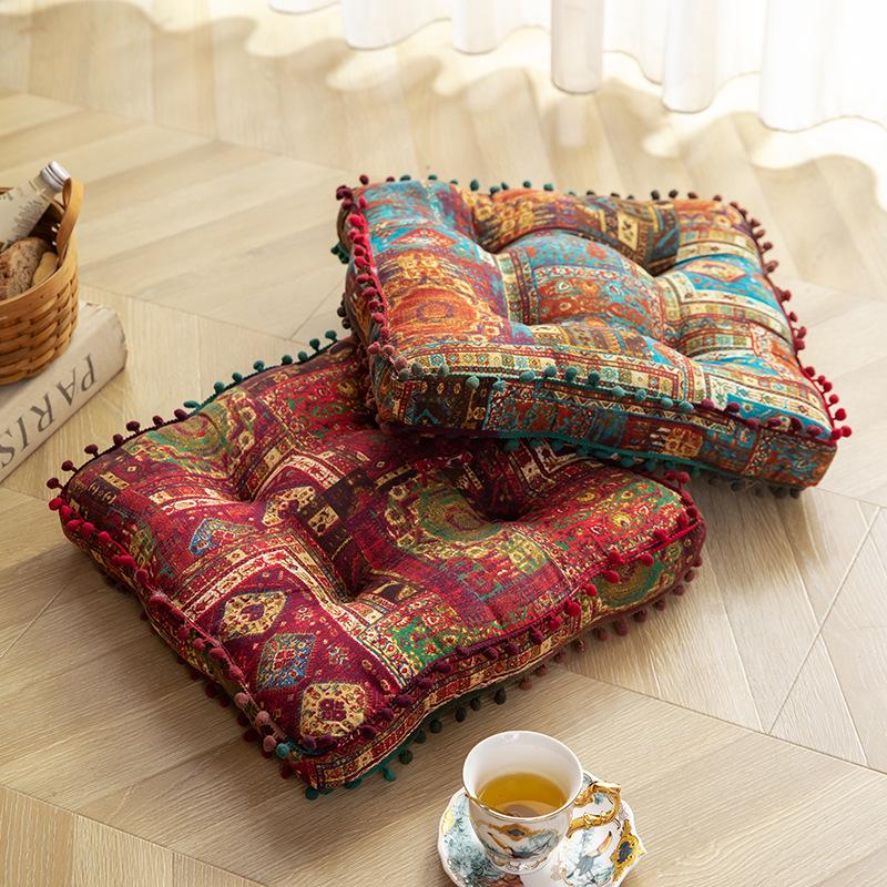 Marocký Vintage Zesílený Sedák Podložka na Židli do Domácí Kanceláře Podložka na Sedák do Výklenku Tatami Podložka Futon Podlahový Polštář Boho Dekor