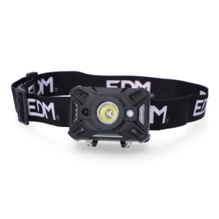 Lampe frontale. Frontale. Avec capteur marche/arrêt 1 LED COB 5W 7 types de lumière 3XAAa (inclus) [E3-36129]