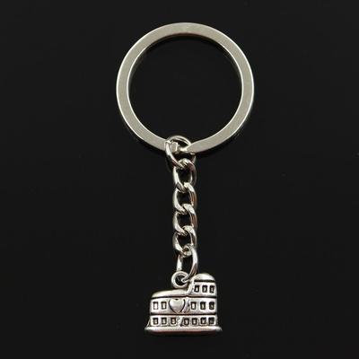 Fashion 30mm Key Ring Metal Key Chain Keychain Jewelry Antique   Plated Roman Colosseum Rome Italy 16x13mm Pendant
