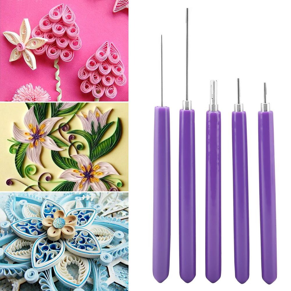 Paper Quilling Tools Set, Slotted Tools 5 Sizes   Quilling Paper Craft with Tweezers Curling for Beginners Making 3D Flowers Decorations