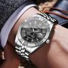 Luxury Roma Dial Men Calendar Quartz Watch Stainless Steel Strap Men's Business Watches Relogio Masculino (Without Box)