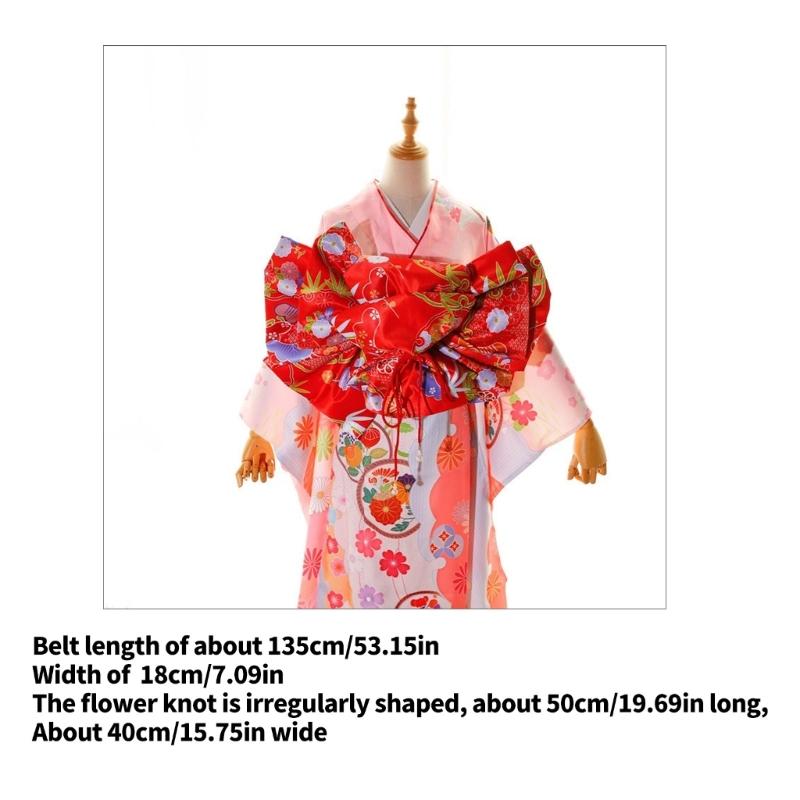 Oversized Bowknot Belt Traditional Japanese Sash for Kimono Adjustable Length Soft Fabric Multiple Color Option