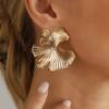 French Retro Ginkgo Biloba Metal Stud Earrings INS Natural Texture Commuter Light Luxury Earrings