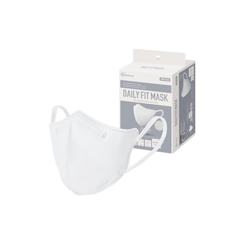 IRIS OHYAMA 3D Mask, 30-pack, White, Regular Size, Individually Packaged, Non-woven Fabric, DAILY FIT, Comfortable on Ears, RK-F30SW