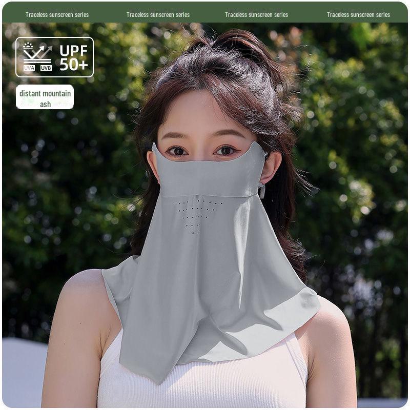 Maschera Solare da Donna in Seta Ghiaccio con Protezione UV per il Viso Completo e Copertura del Collo