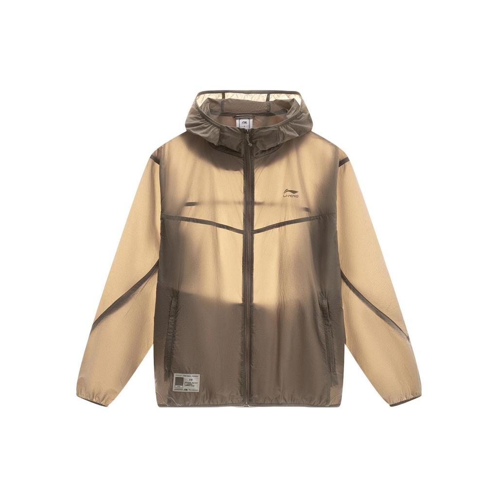 Li Ning Sports Lifestyle Series Solid Color Zip Hooded Long Sleeve Sun Protection Windbreaker Jacket Men Jacket Reindeer-Brown AFDT163-4
