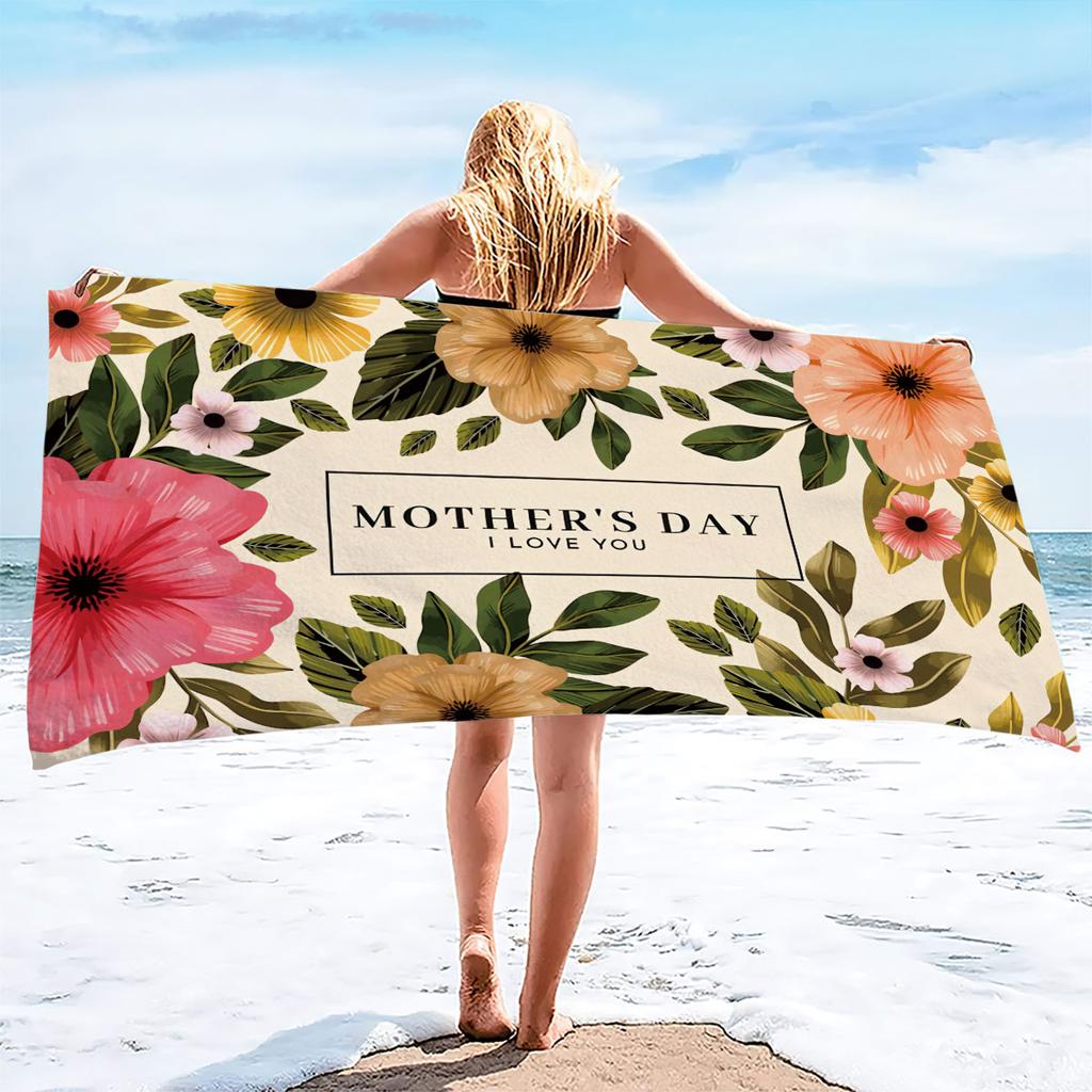 1Pc Mother'S Day Flowers Print Towel Sports Quick-Drying Super Absorbent Camping Towel Lightweight Gym Swimming Yoga Beach Towel