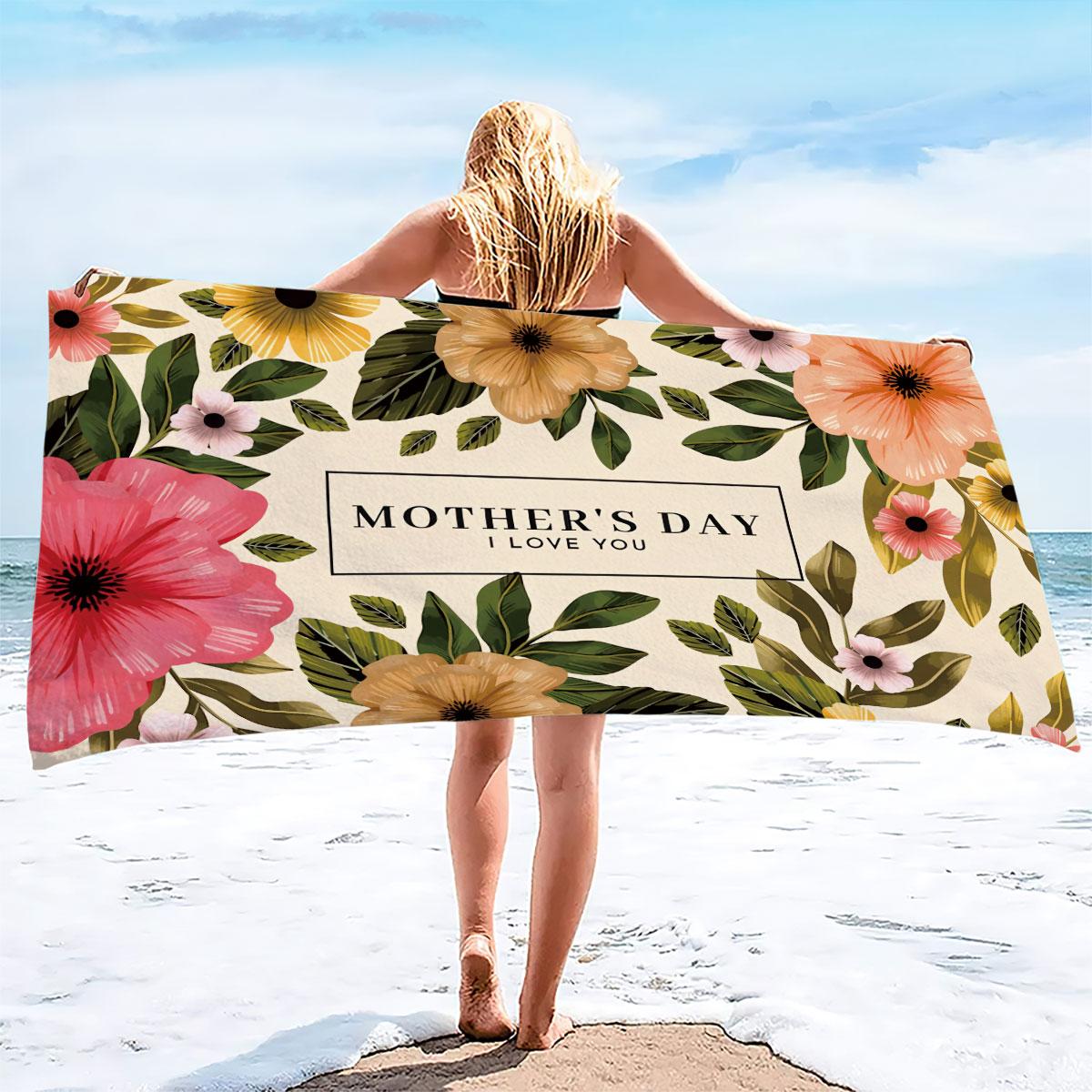 

1pc Mother s Day Flowers Print towel Sports Quick-Drying Super Absorbent Camping Towel Lightweight Gym Swimming Yoga Beach Towel W30*H60(CM)