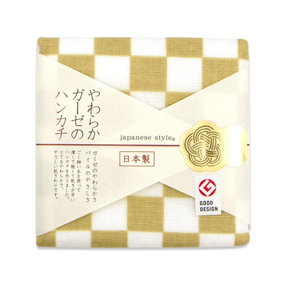 

Nissen Shoko Japanese Style Komon Pattern Gauze Pile Handkerchief JS-4138 бежевый