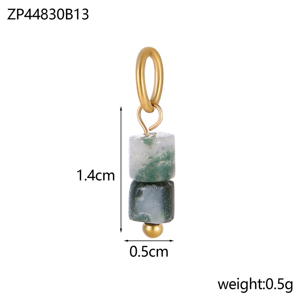 Trend Colorful Handmade Natural Stone DIY Necklace Charm Pendant 18K Gold Plated Stainless Steel Accessories Fashion Jewelry