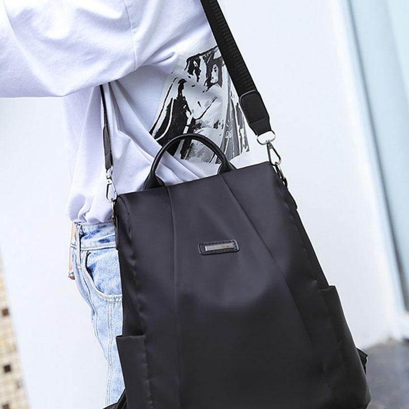 

IELGY Модный женский рюкзак через плечо большой емкости из нейлона чёрный