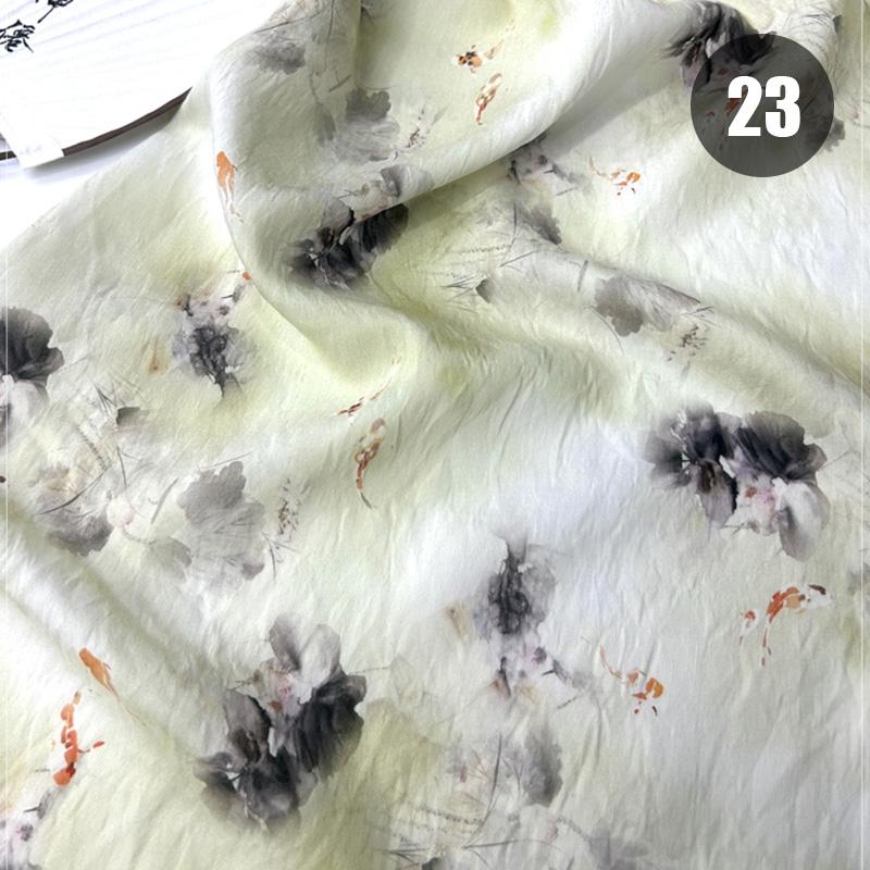 150X50Cm Summer Thin Linen Printing Fabric New Chinese Style Dress Fabric Figure Retro National Cheongsam Hanfu Shirt Fabric