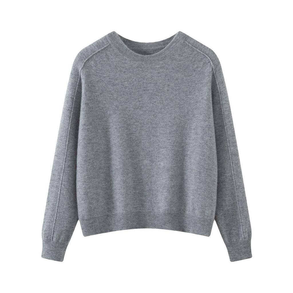 Round-neck Wool Sweater - Loose-fitting, Slimming, Long-sleeved Knitted Top with Warm Design, Base Layer Shirt