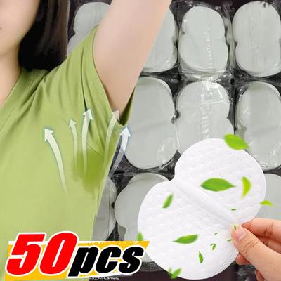 50 Piezas Pegatinas Absorbentes de Sudor Invisibles para Axilas Ligeras Anti-Sudor Pegatina Cuidado de Ropa Vestido de Verano Almohadillas Antitranspirantes