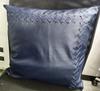 Lambskin Leather Pillow Cover -Navy Blue | Square Cushion Cover | BRAIDED Leather Throw Case Cover For Sofa Décor CRISS Crossed Laced - BLUE