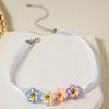 1 STÜCK Strandurlaubsstil Bunte Harz Ei Blume Halskette für Damen Schmuck, Sommerlicher Frischer Stil Choker-Halskette
