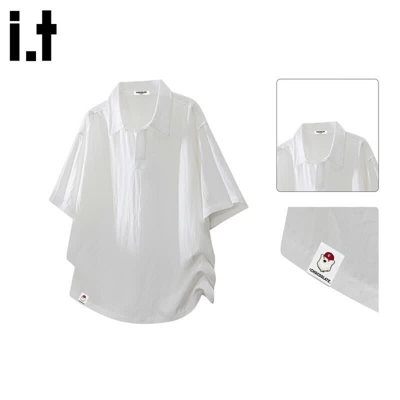 :CHOCOOLATEit Men's Ice Silk Linen Blend Polo Shirt