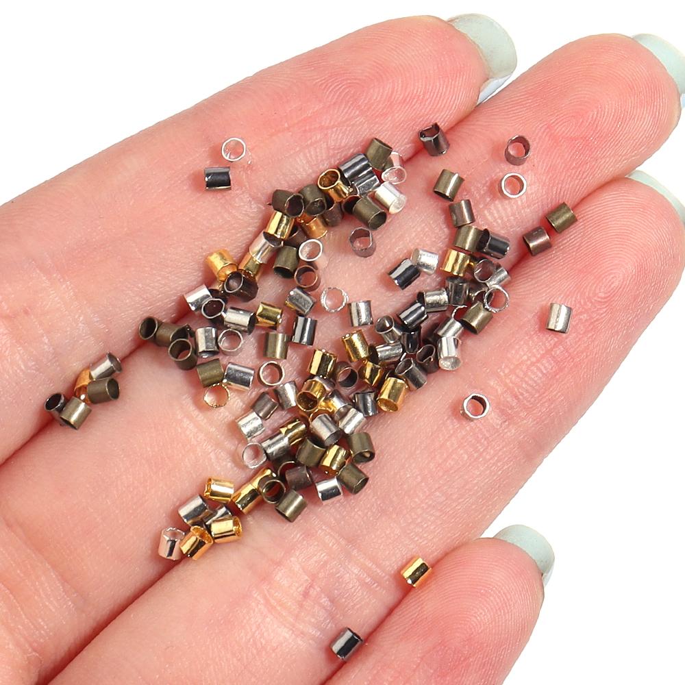 500pcs/lot 1.5/2/2.5mm Copper Crimp Tube Beads Spacer End Stopper Cap For DIY Earring Necklace Pendant Jewelry Making Accessorie