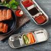 Stainless Steel Divided Dip Bowls Sauce Plate Seasoning Dipping Condiment Tray for BBQ Vinegar Spice Ketchup Salt Sugar Flavor