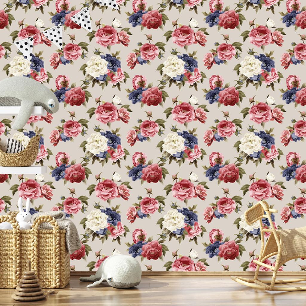 Watercolor Roses Wallpaper for Living Room and Bedroom 50x1000