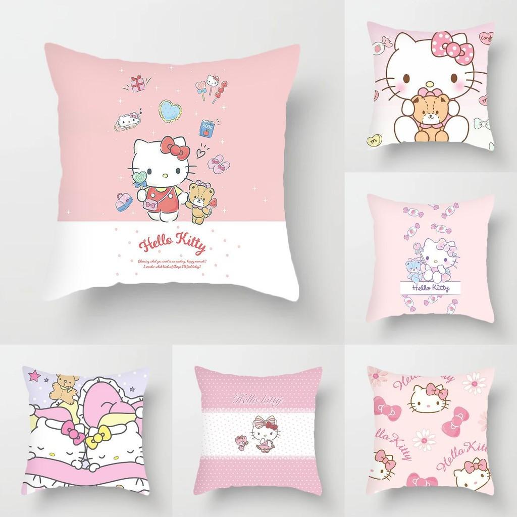 Hello Kitty Plush Pillow Cover With Soft Peach Skin Fabric For Bedroom And Couch Decor
