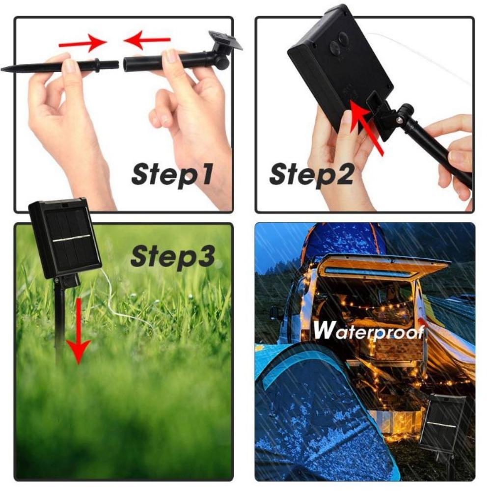 Outdoor Waterproof 8-mode Solar Light String Fairy Tale Light Outdoor Garden Viewing Light Christmas Party Decoration Atmosphere Light