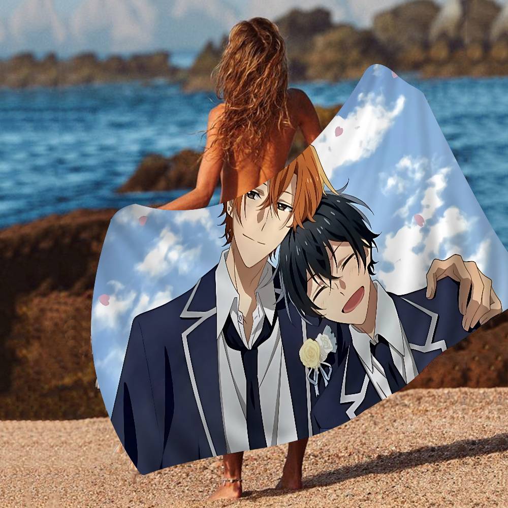 SASAKI and MIYANO Anime Beach Towel Colorful Bath Towels for Girl Microfiber Quick Dry Custom Sand Free Beach Yoga Spa Gym Pool