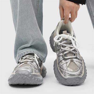 2025 Spring and Summer Retro Polished Platform Dad Shoes Heightened Men's and Women's Same Couple's New Lace-up Dirty Sneakers