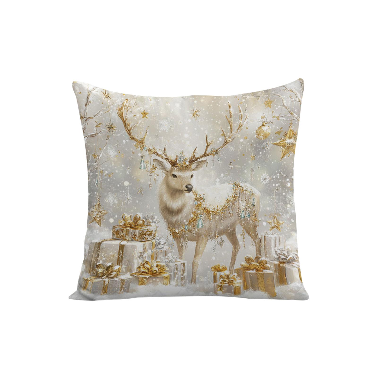 

Christmas Gold Print Decorative Pillow 17.71 X 17.71 Inches Christmas Pillow Cover One Size
