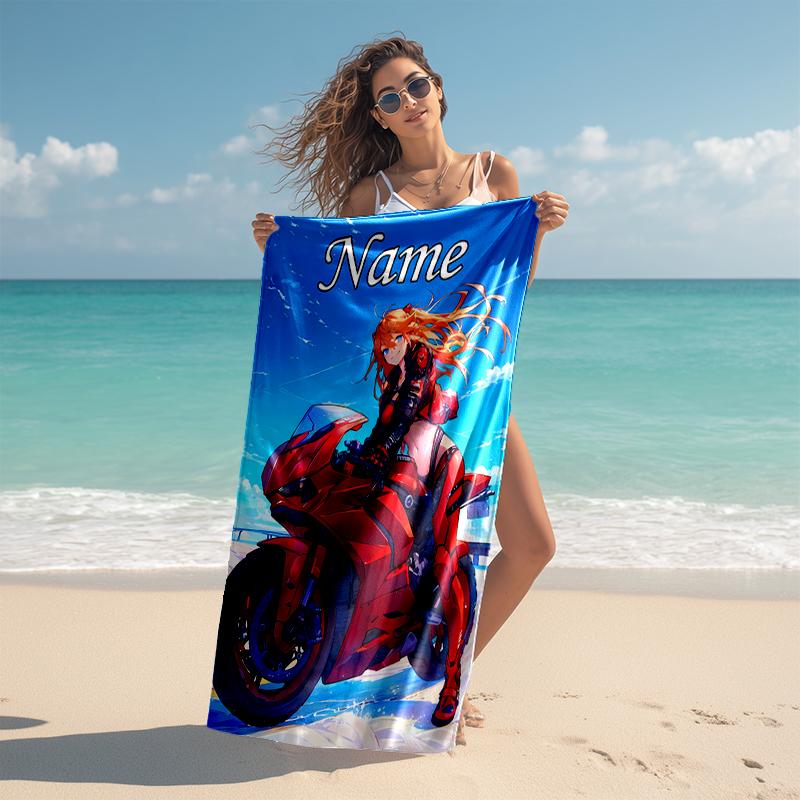 Personalized customized proof beach towel with Asuka Langley Soryu  pattern - soft, absorbent, quick-drying, perfect swimming, camping&bathing