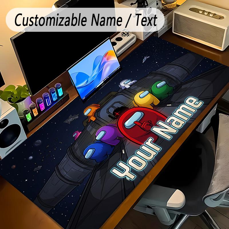 Large Mouse PadAmong Us Custom Name Text Personalized Desk Mat Non Slip Gaming Pad