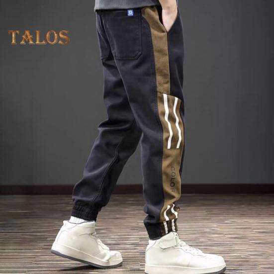 Spodnie cargo męskie na wiosnę i jesień, luźne, ściągane sznurkiem, kieszenie w pasie, ściągacze przy kostce, kontrastowe, patchworkowe, sportowe, do noszenia na co dzień, spodnie haremowe