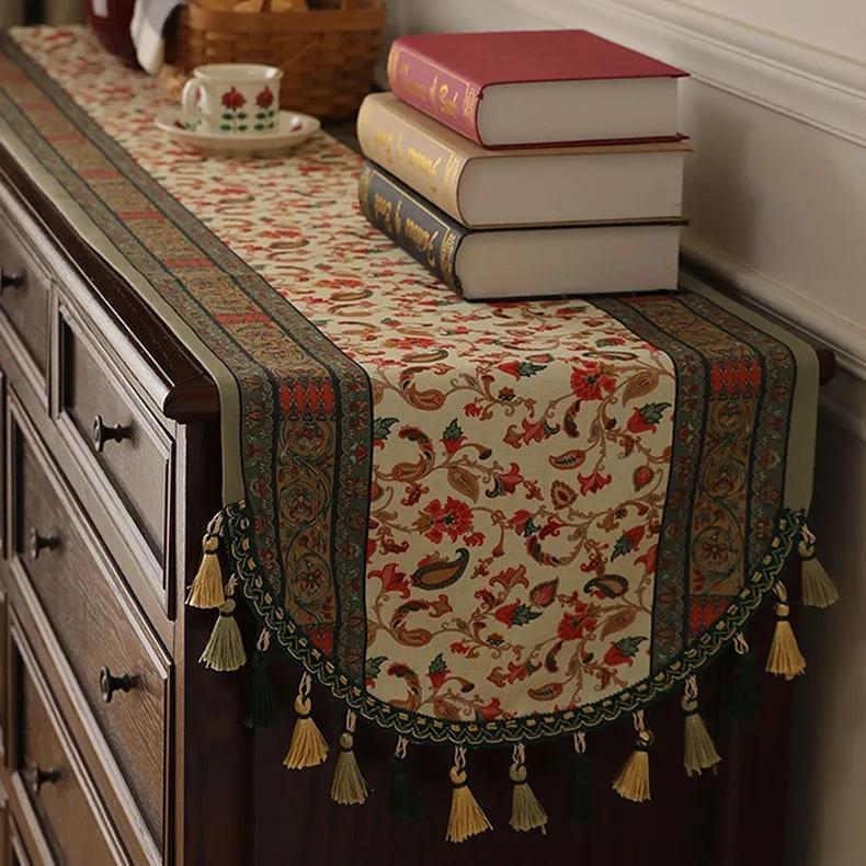 Luxury Embroidered Table Runner Modern European Jacquard Table Runnerbrocade Embroidered Table Decoration Retro European Style Stripe&40x180cm