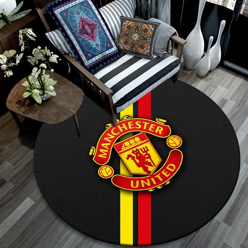 Man Utd Round Area Rug,Carpet Rug for Living Room Bedroom Sofa Playroom Decor,Non-slip Floor Mat