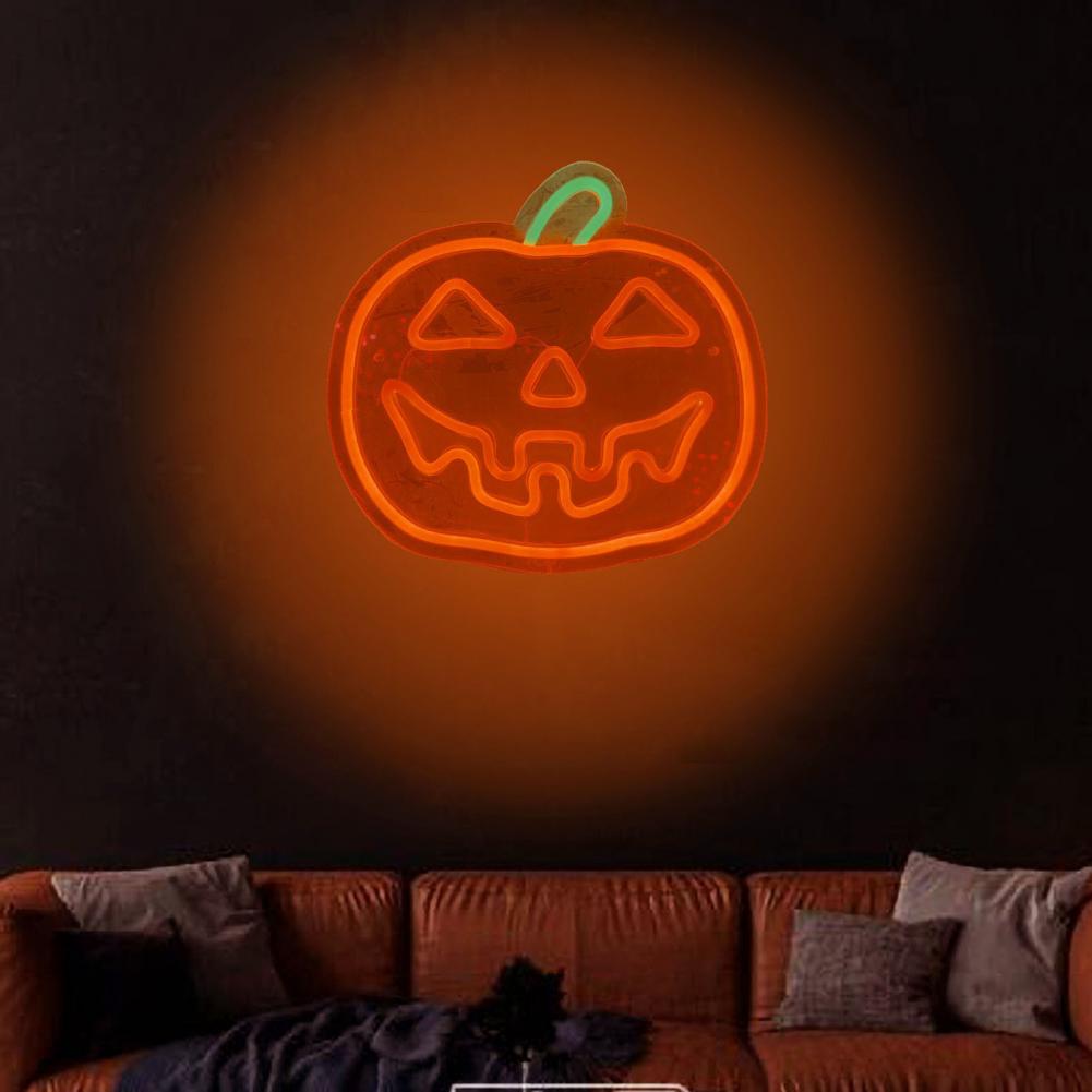 Halloween Pumpkin Wall Lamp Halloween Pumpkin Neon Sign Light Up Acrylic Led Wall Decor for Bedroom Kids Room Bar Party for Room