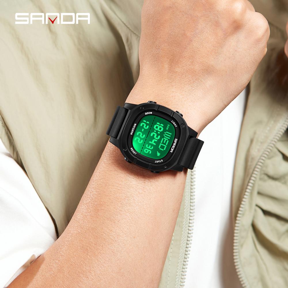 Fashion Sanda 9078 Business Men's Electronic Watch Alarm Clock Timer Calendar Shock Resistant Leisure Led Digital Simple Student