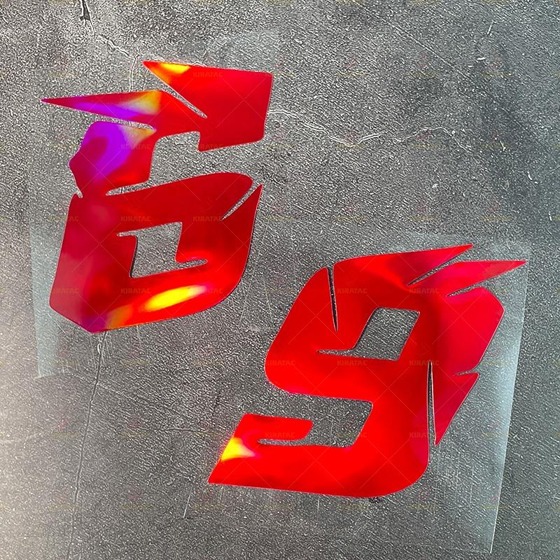1pc Red Laser Motorcycle Number Stickers Waterproof for Refit Motorbike Helmet Fairing Bicycle Scooter Universal Vinyl Decals