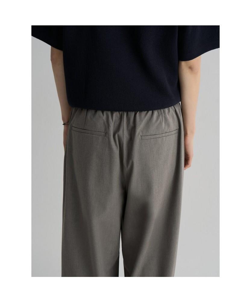 8SECONDS [4Way Stretch] Wide Fit Elastic Waist Slacks Beige