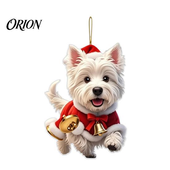 2D Acrylic Holiday Pendant Christmas Animal Ornaments, Cute Flat Hanging Decorative Festival Ornament Decoration for Xmas Tree, Winter Party,