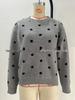 Women's European & American Fashion Polka Dot Jacquard Knit Sweater - Round Neck, Long Sleeve Pullover.